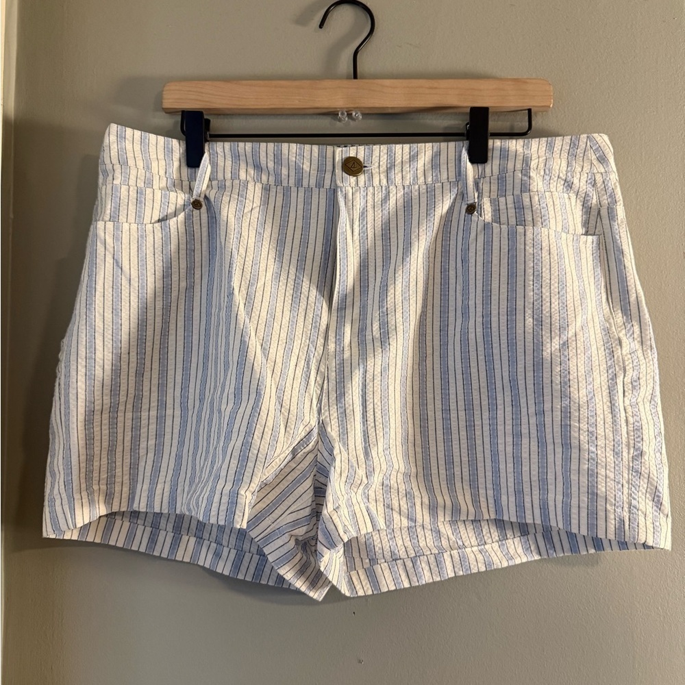 Sperry Blue and White Bermuda Shorts with Pinstripes